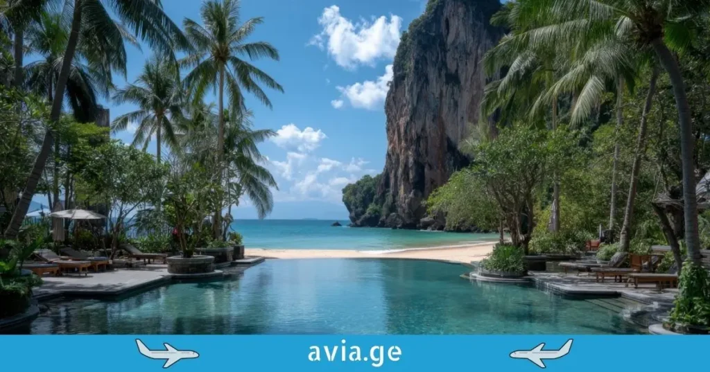 Tropical beach with palm tree