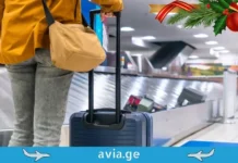 ყველაზე უჩვეულო საშობაო საჩუქრები, რომლებიც მგზავრებს ბორტზე აუტანიათ Passenger with a suitcase at the airport luggage carousel with Christmas decorations.