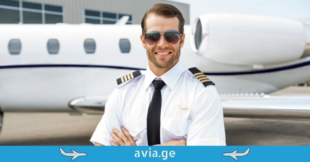 Pilot in aviator sunglasses and uniform