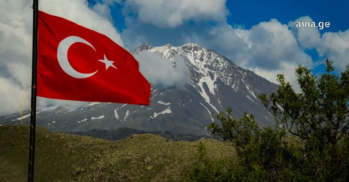 flag and mountains. Turkey. istambul. antalya