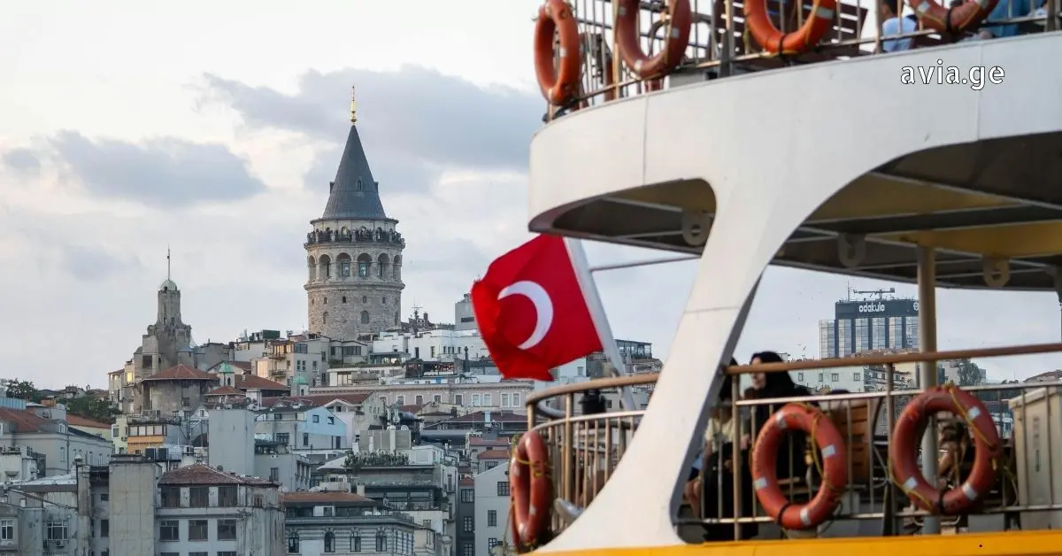 Galata Tower view from ferry in Istanbul