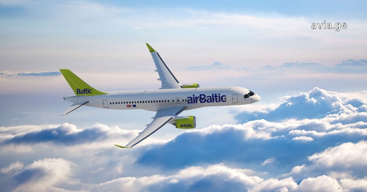 airBaltic plane flying above clouds