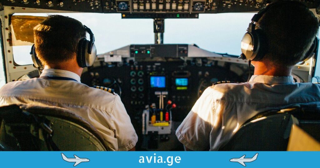 Front view of an Airbus A320 cockpit