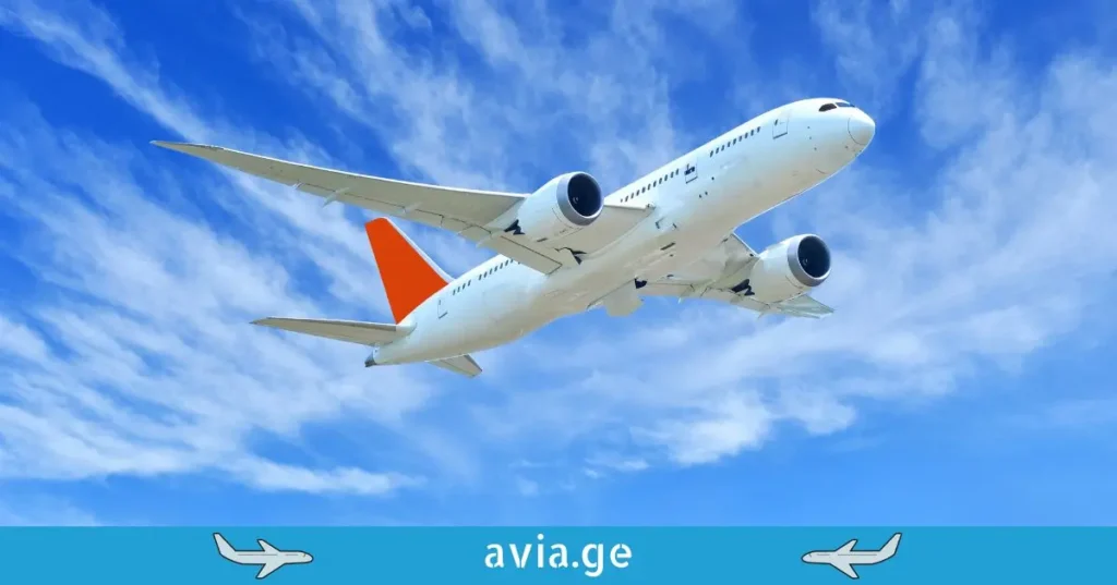 Airplane flying in blue sky