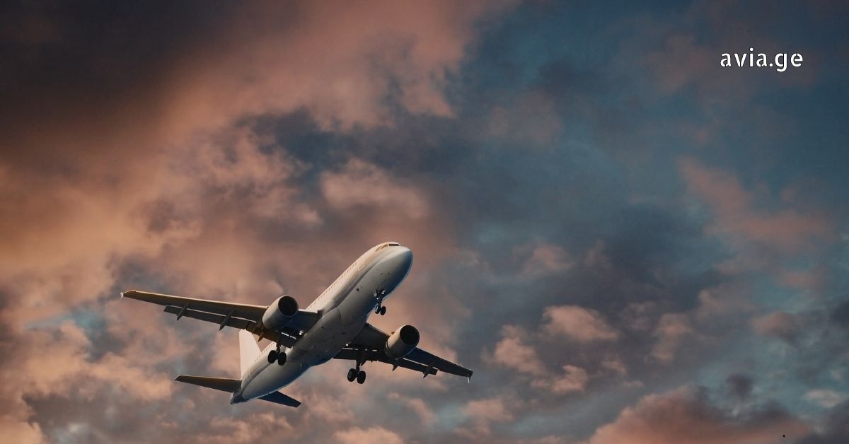 თვითმფრინავი მზის ჩასვლისას