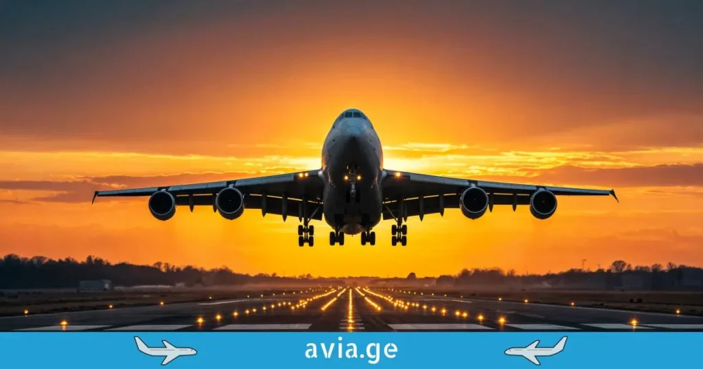 თვითმფრინავი და მზისჩასვლა