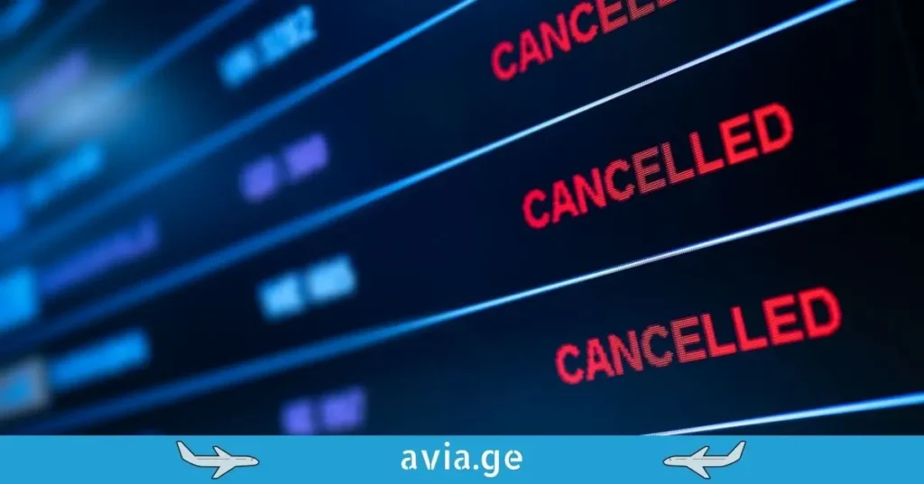 გაუქმებული ფრენების ტაბლო აეროპორტში