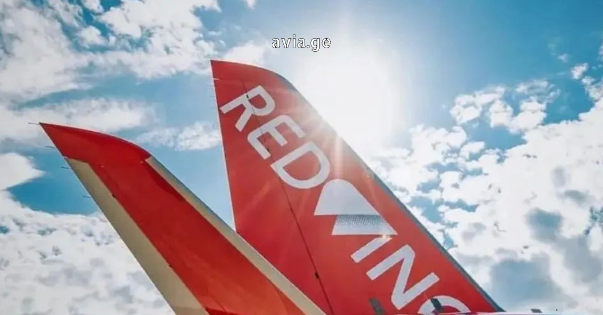 Red Wings-ის თვითმფრინავის კუდი ცის ფონზე
